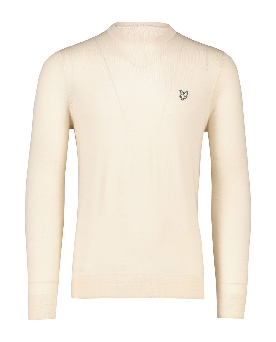 Lyle & Scott trui effen beige merinowol