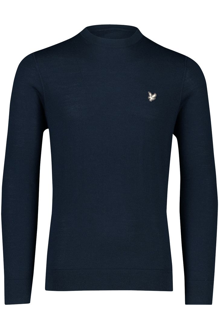 trui Lyle & Scott donkerblauw slim fit merinowol