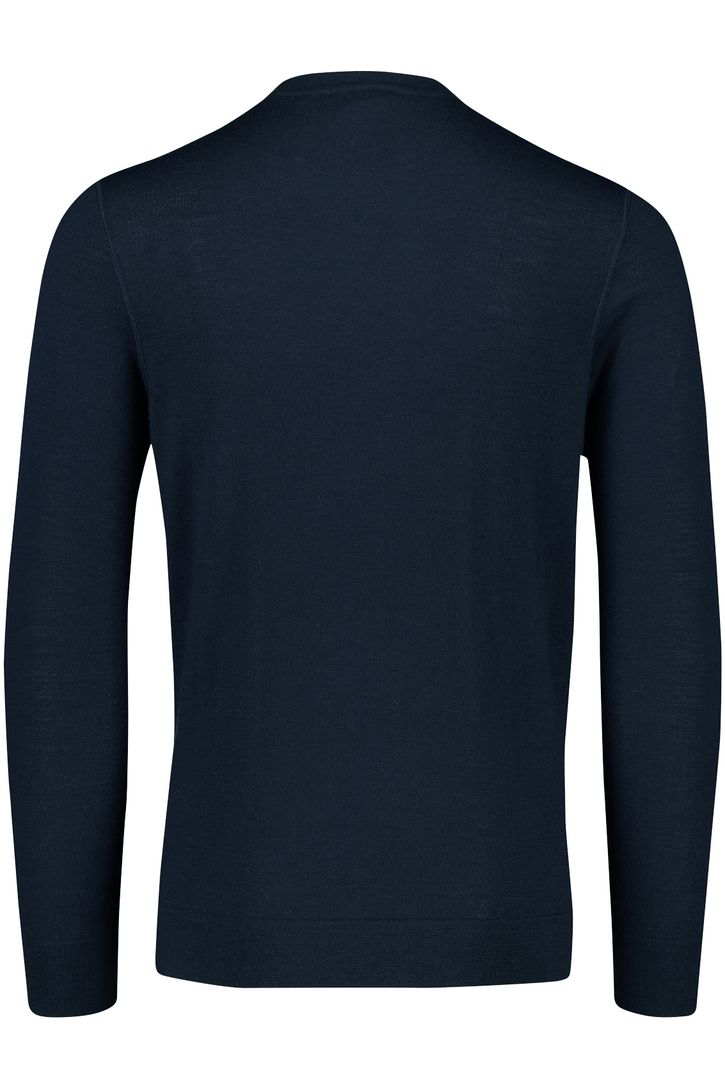 trui Lyle & Scott donkerblauw slim fit merinowol