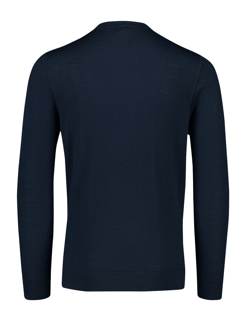 trui Lyle & Scott donkerblauw slim fit merinowol