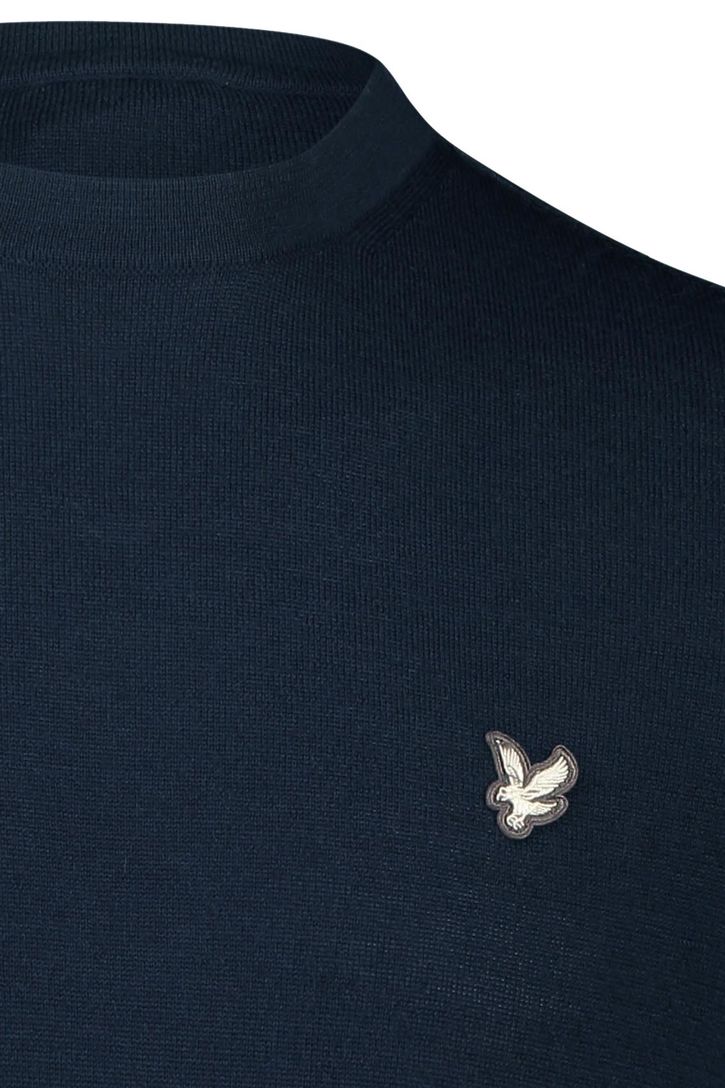 trui Lyle & Scott donkerblauw slim fit merinowol