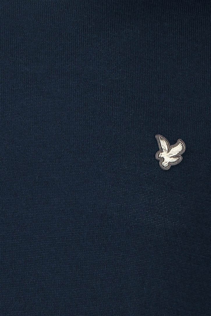 trui Lyle & Scott donkerblauw slim fit merinowol
