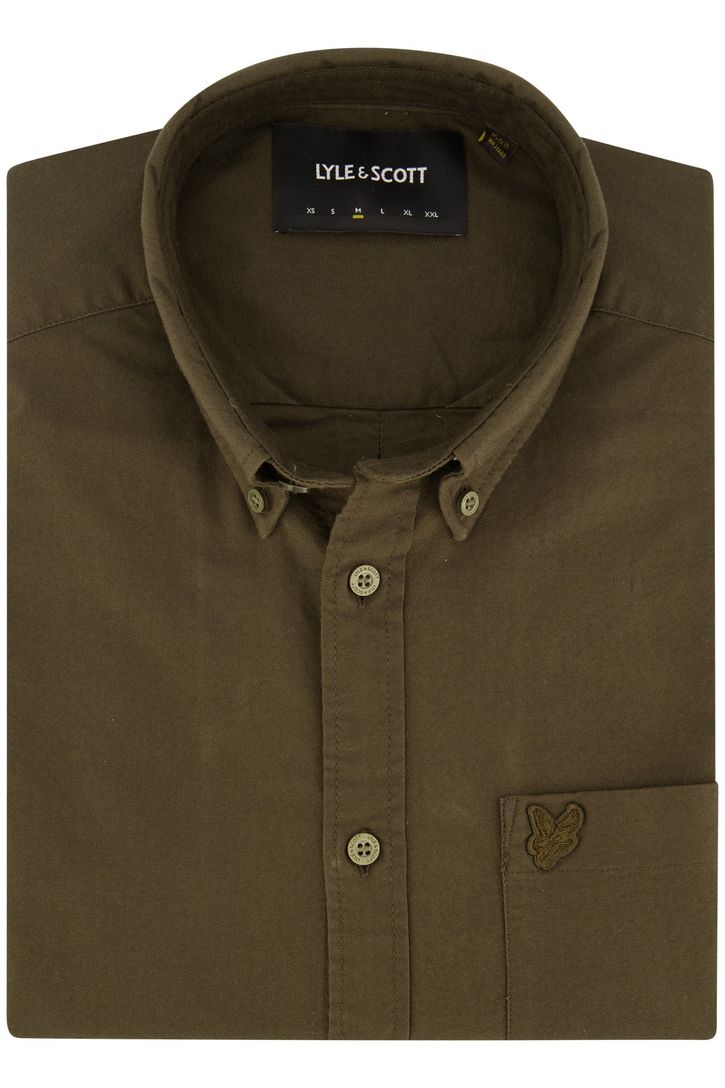 Lyle & Scott overhemd button-down bruin effen Oxford