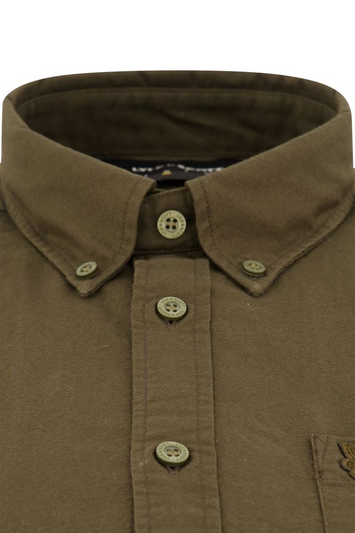 Lyle & Scott overhemd button-down bruin effen Oxford