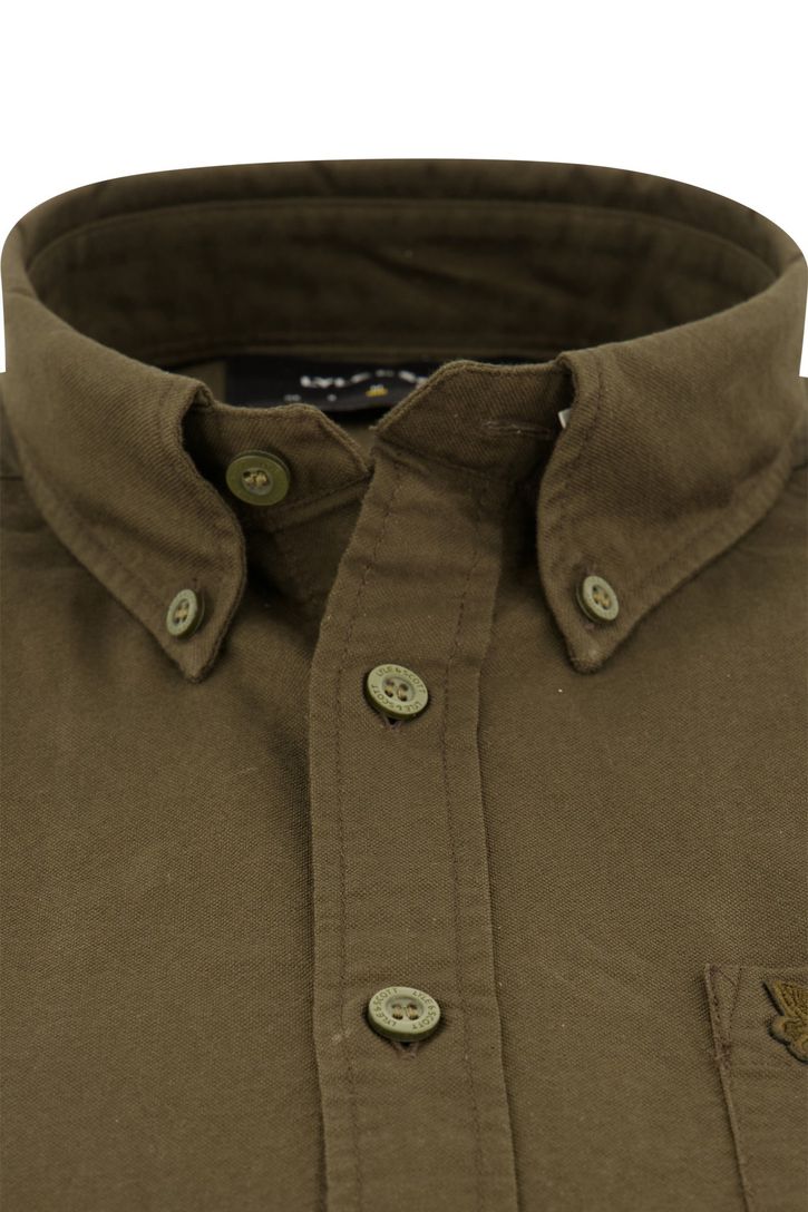 Lyle & Scott overhemd button-down bruin effen Oxford