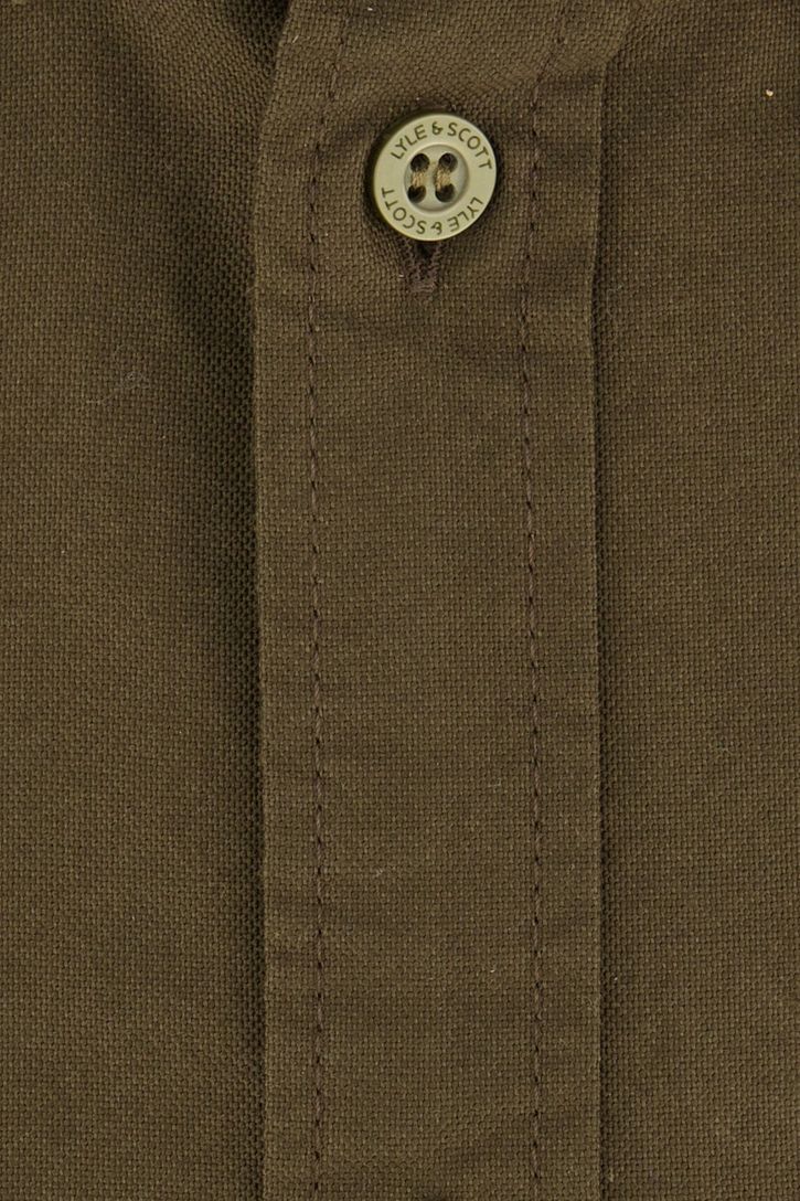 Lyle & Scott overhemd button-down bruin effen Oxford