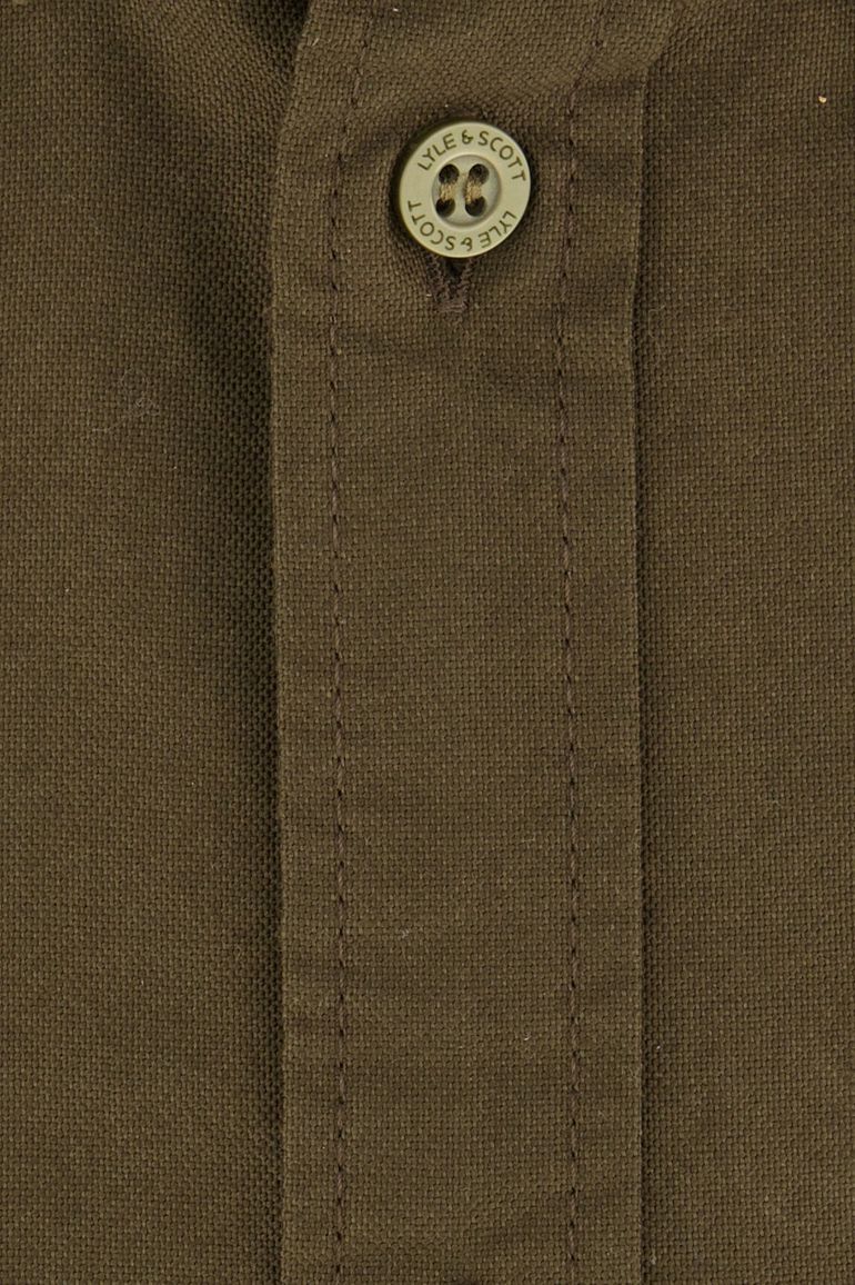 Lyle & Scott overhemd button-down bruin effen Oxford