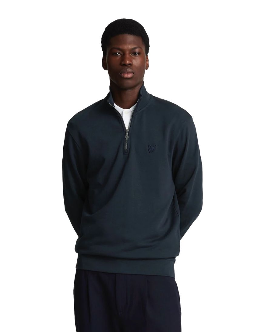 Lyle & Scott halfzip trui donkerblauw