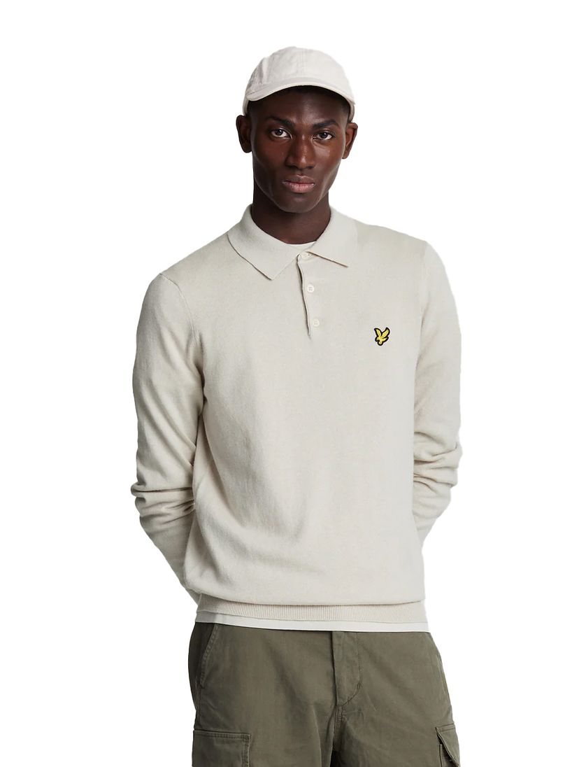 Lyle & Scott polo lange mouw beige