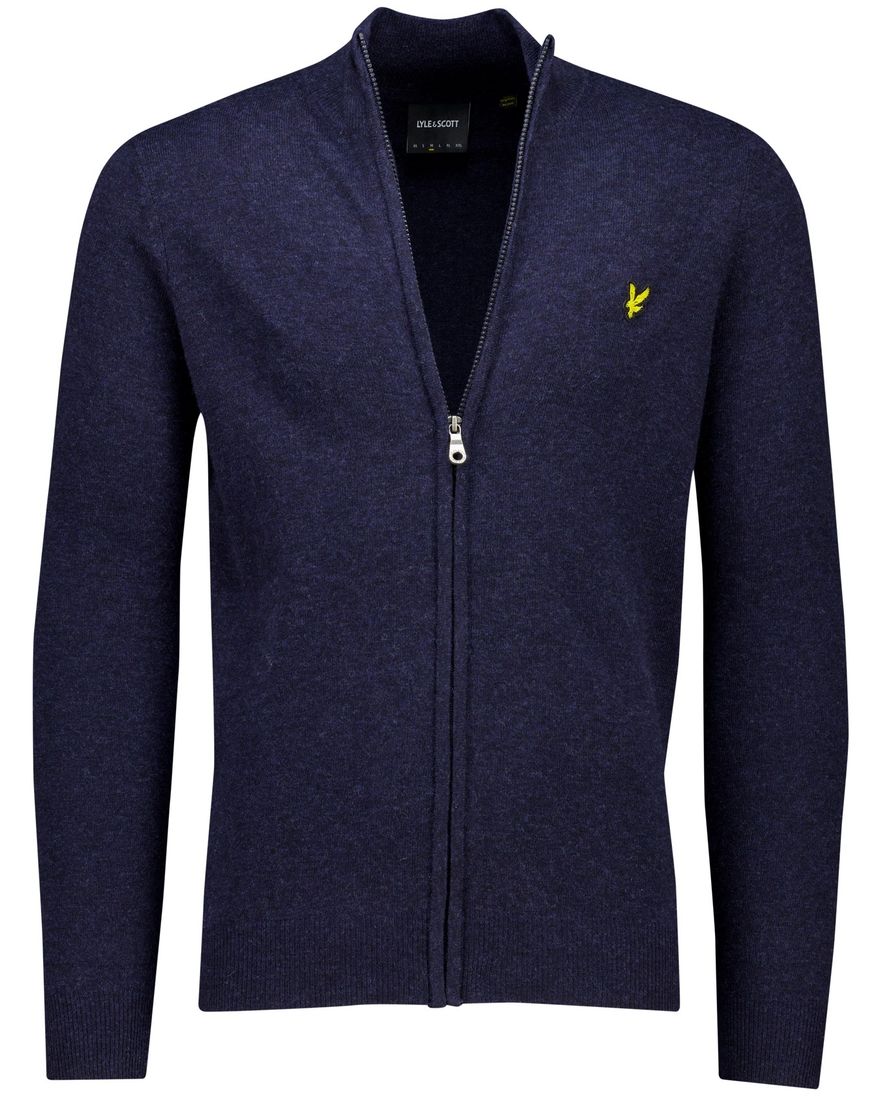 Lyle & Scott gebreid vest donkerblauw lamswol