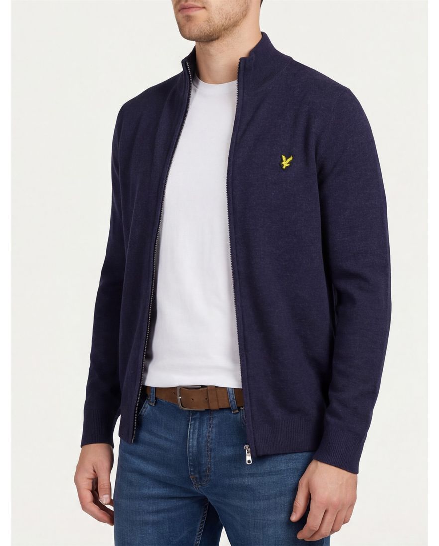 Lyle & Scott gebreid vest donkerblauw lamswol