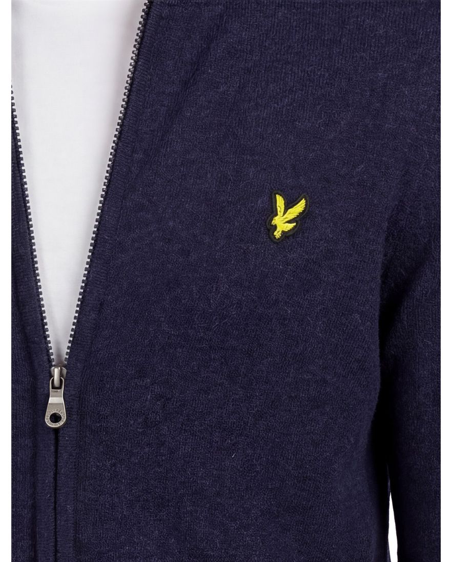 Lyle & Scott gebreid vest donkerblauw lamswol