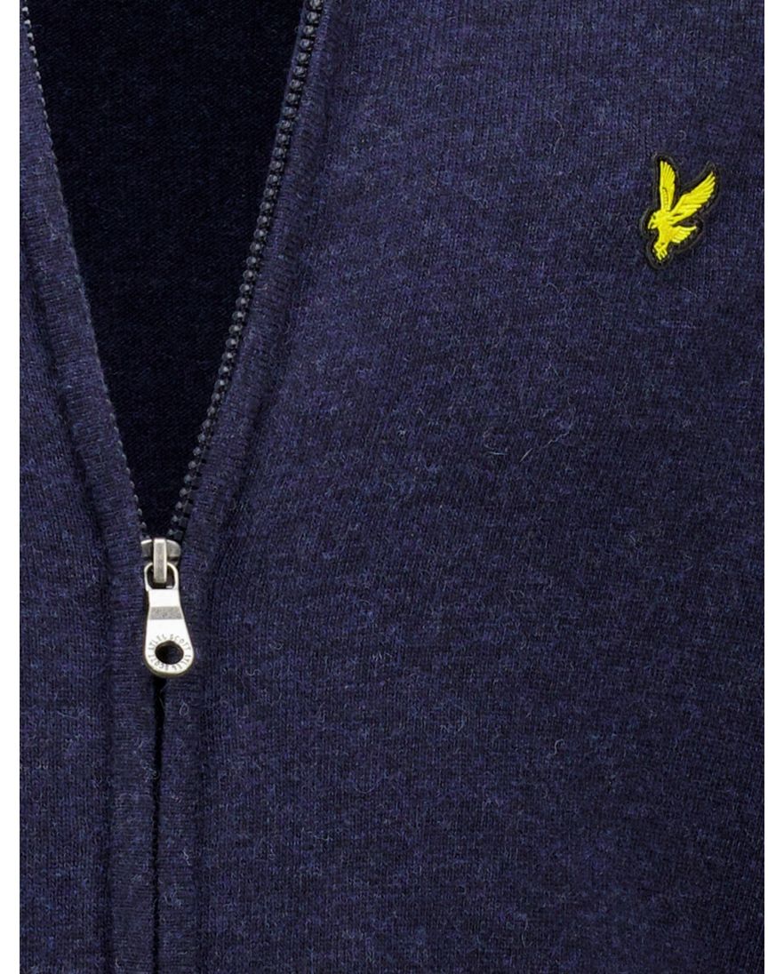 Lyle & Scott gebreid vest donkerblauw lamswol