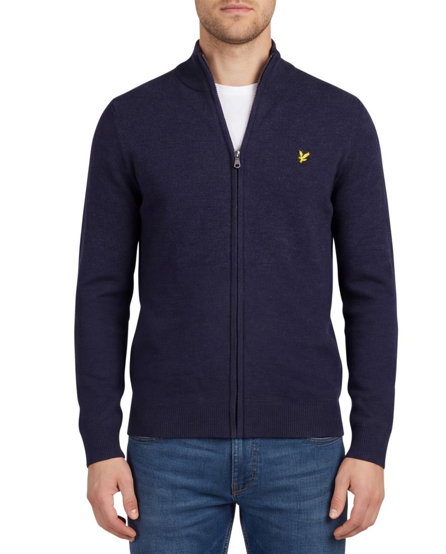 Lyle & Scott gebreid vest donkerblauw lamswol
