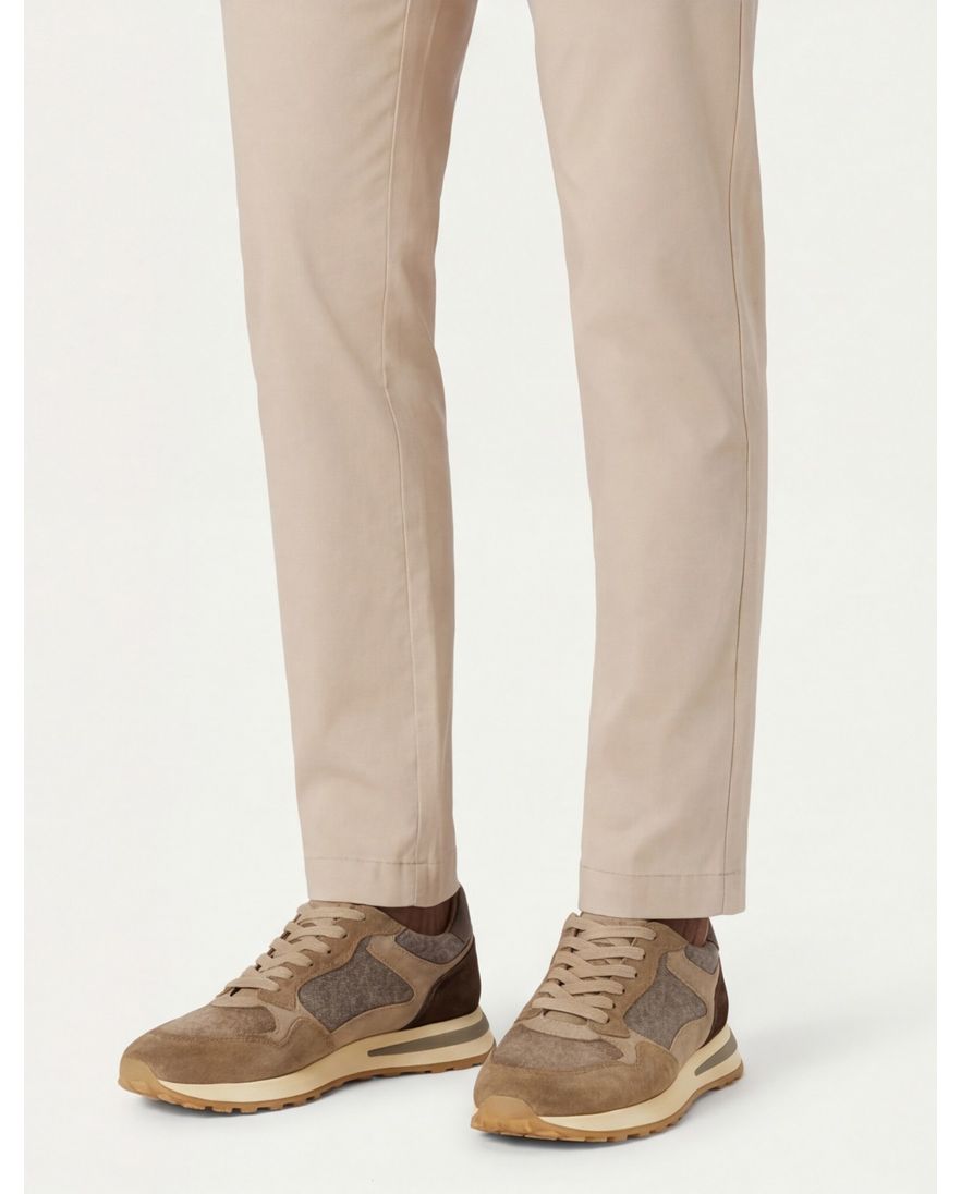 Giorgio sneakers bruin en grijs effen leer structuur