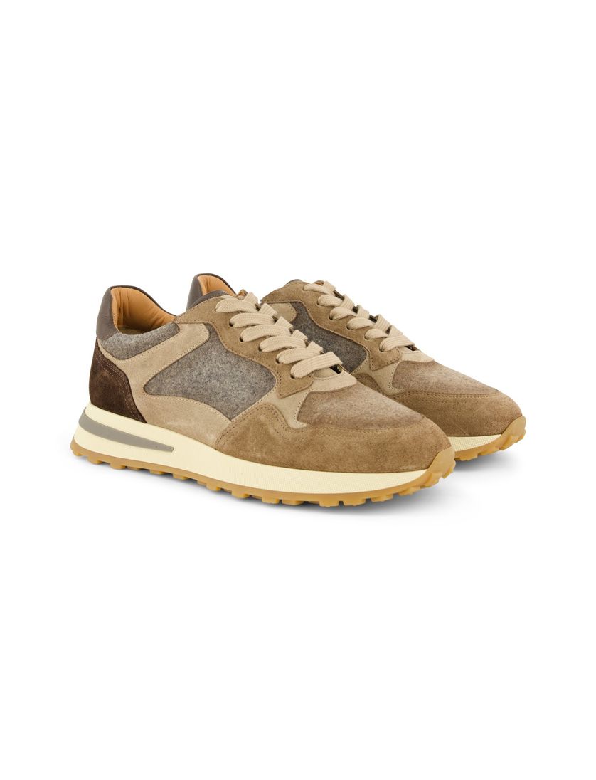 Giorgio sneakers effen leer bruin en grijs structuur