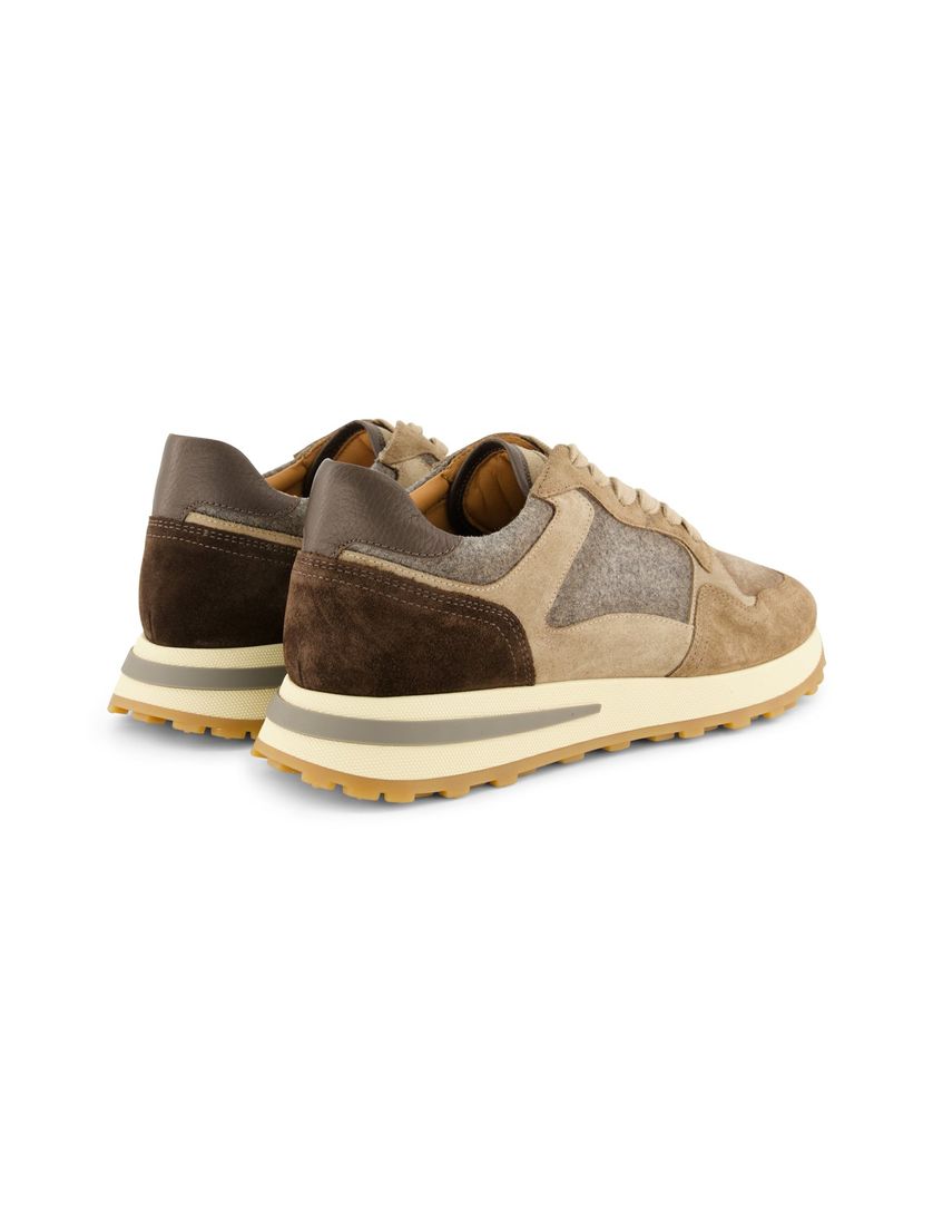 Giorgio sneakers effen leer bruin en grijs structuur