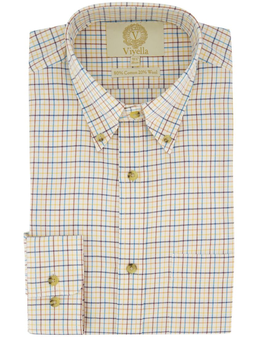Katoenen geruit creme Viyella overhemd