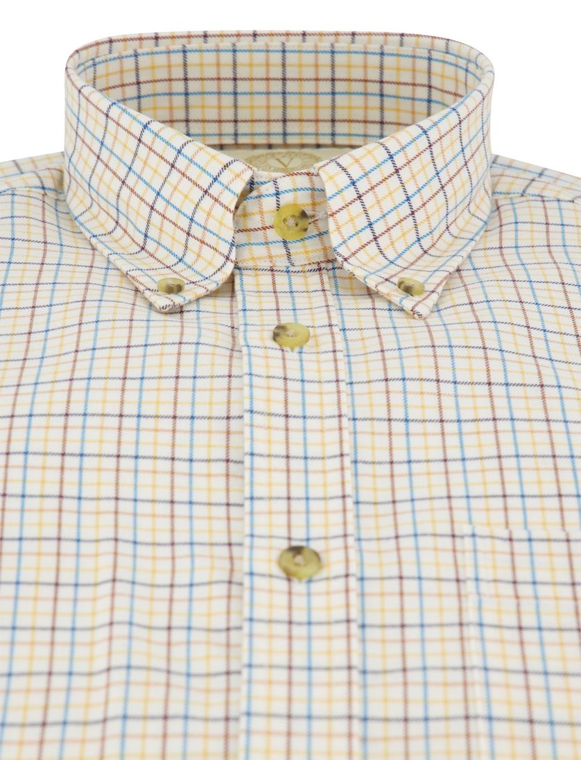 Katoenen geruit creme Viyella overhemd