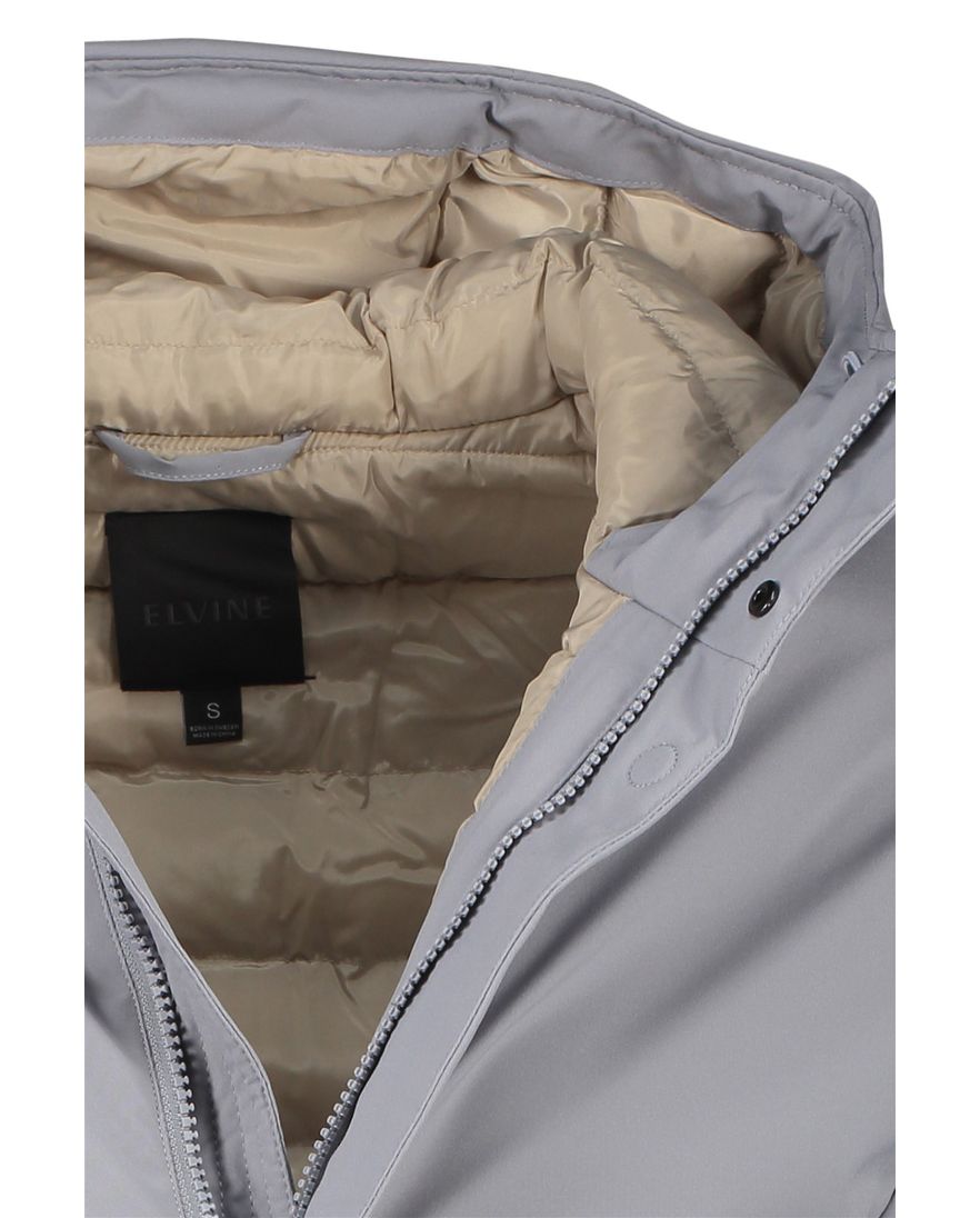 Elvine winterjas grijs effen rits normale fit