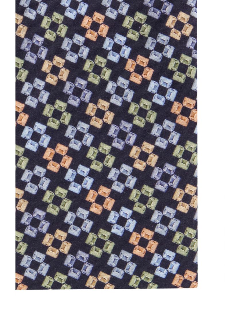 R2 overhemd navy geprint katoen slim fit 100% katoen