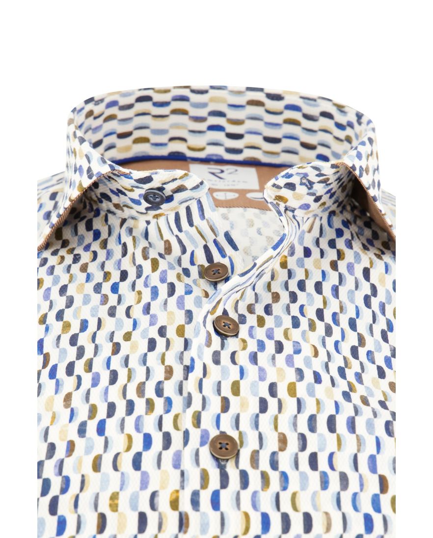 R2 overhemd wit geprint katoen wide spread