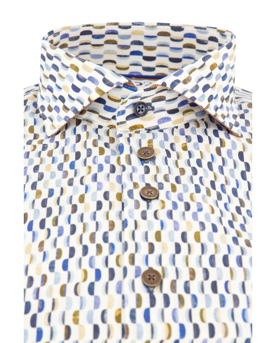 R2 overhemd wit geprint katoen wide spread