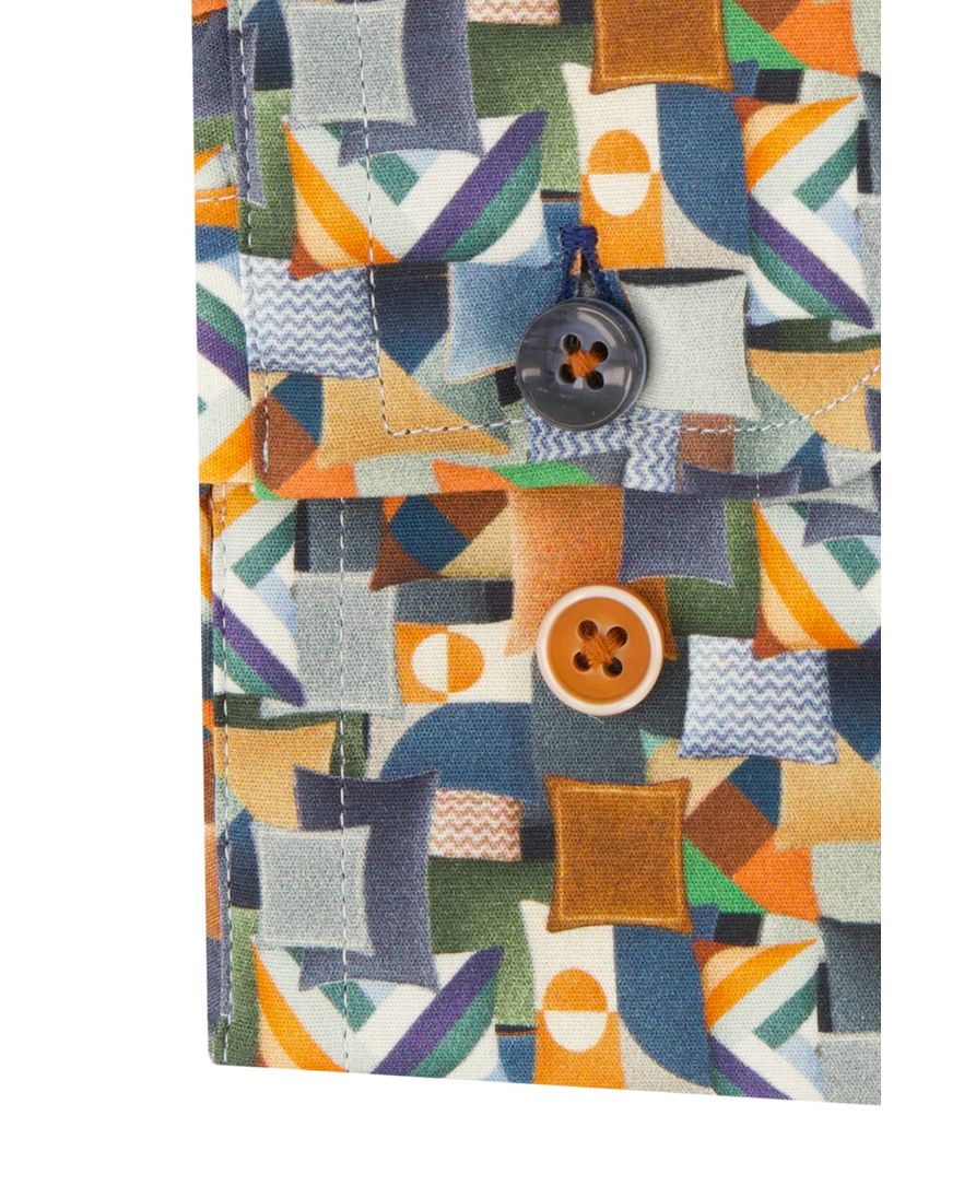 R2 casual overhemd slim fit oranje geprint katoen