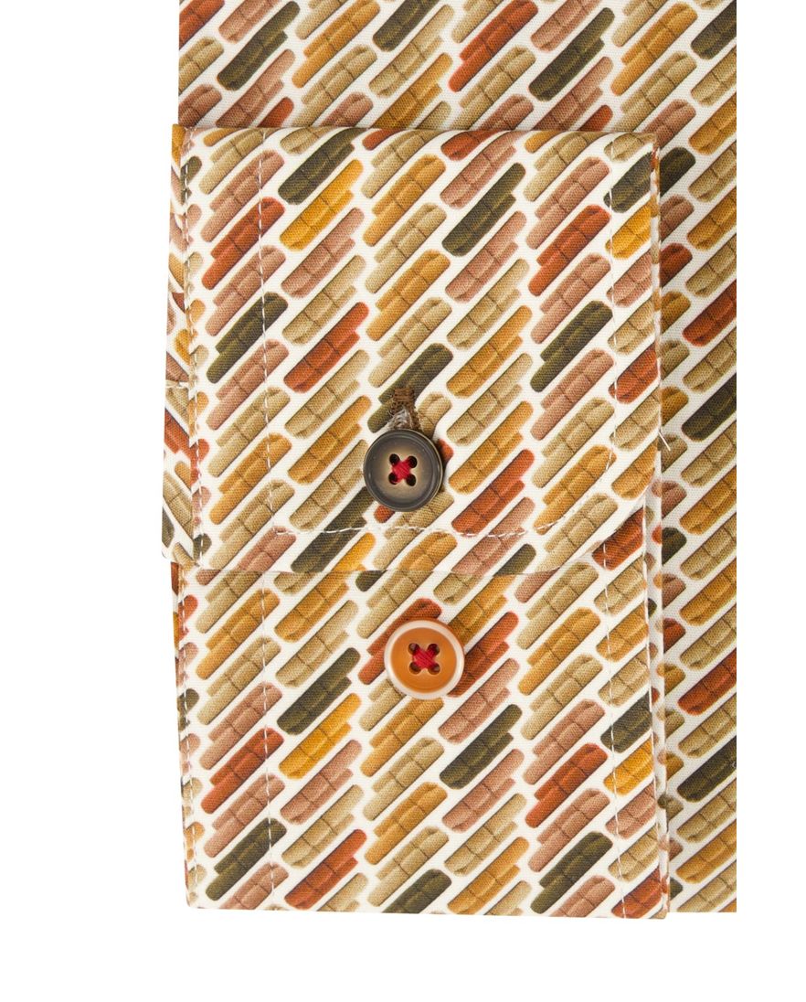 R2 overhemd geel geprint slim fit katoen