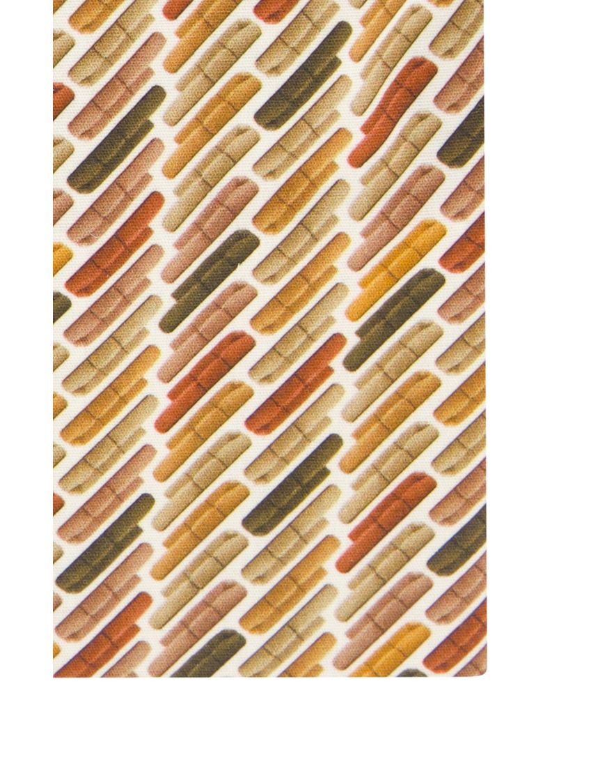 R2 overhemd geel geprint slim fit katoen