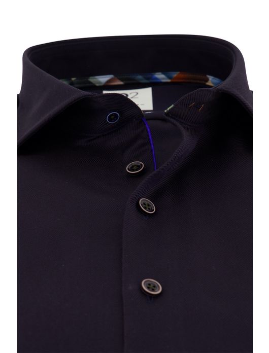 business overhemd R2 donkerblauw effen katoen slim fit