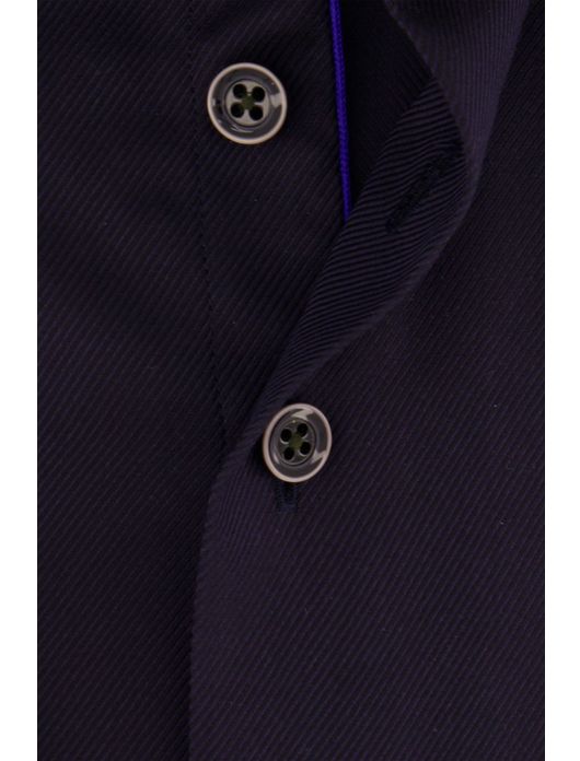 business overhemd R2 donkerblauw effen katoen slim fit
