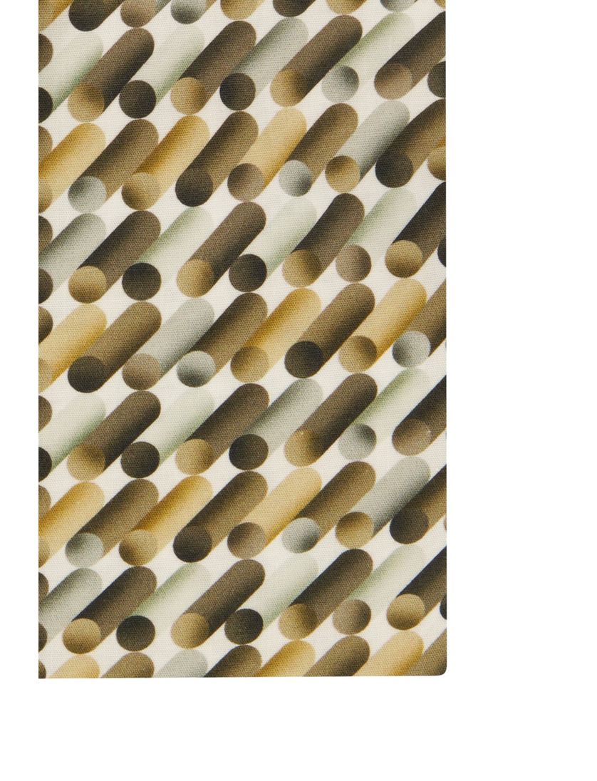 katoenen overhemd mouwlengte 7 R2 bruin geprint slim fit