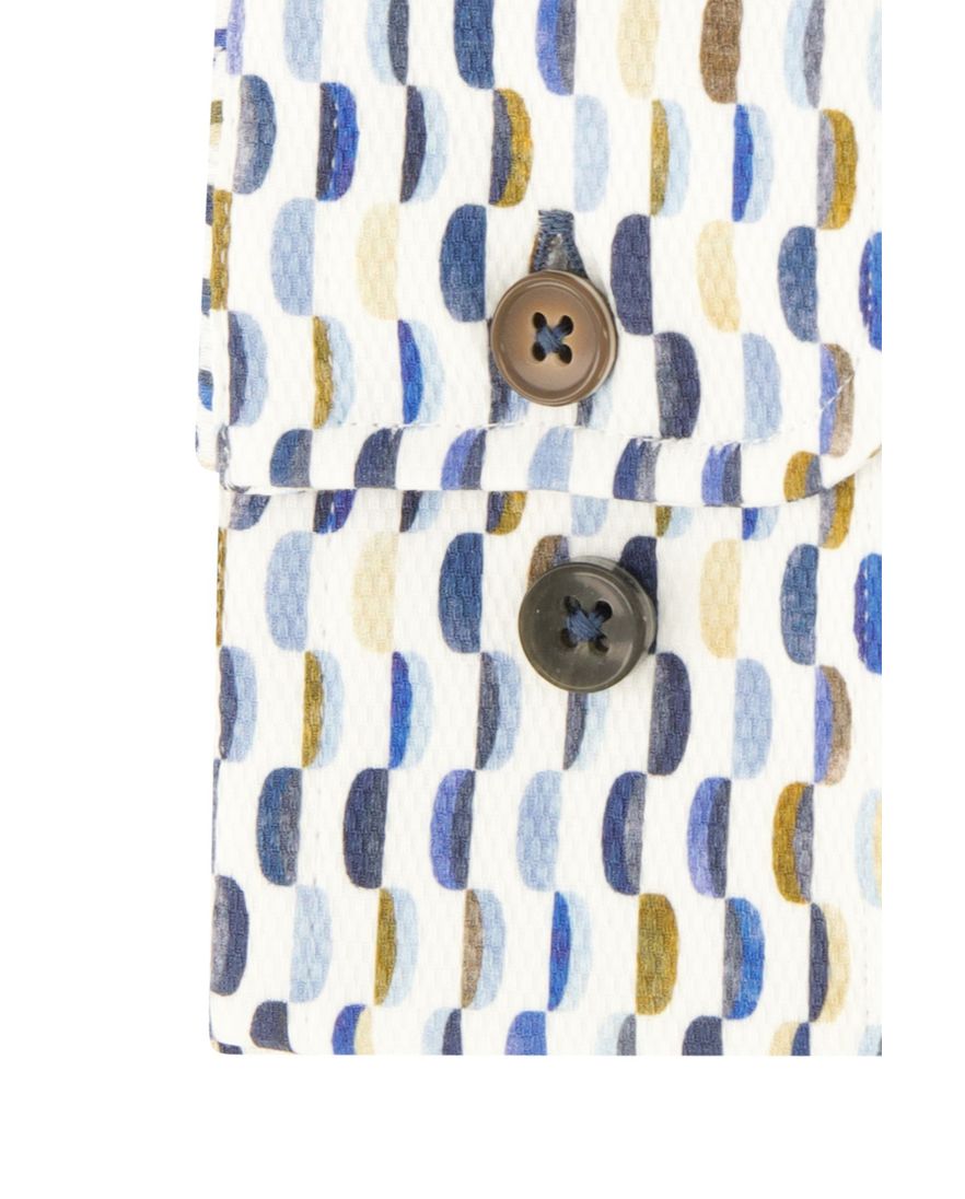 R2 overhemd mouwlengte 7 slim fit blauw geprint 100% katoen