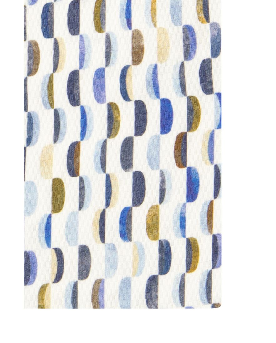 R2 overhemd mouwlengte 7 slim fit blauw geprint 100% katoen