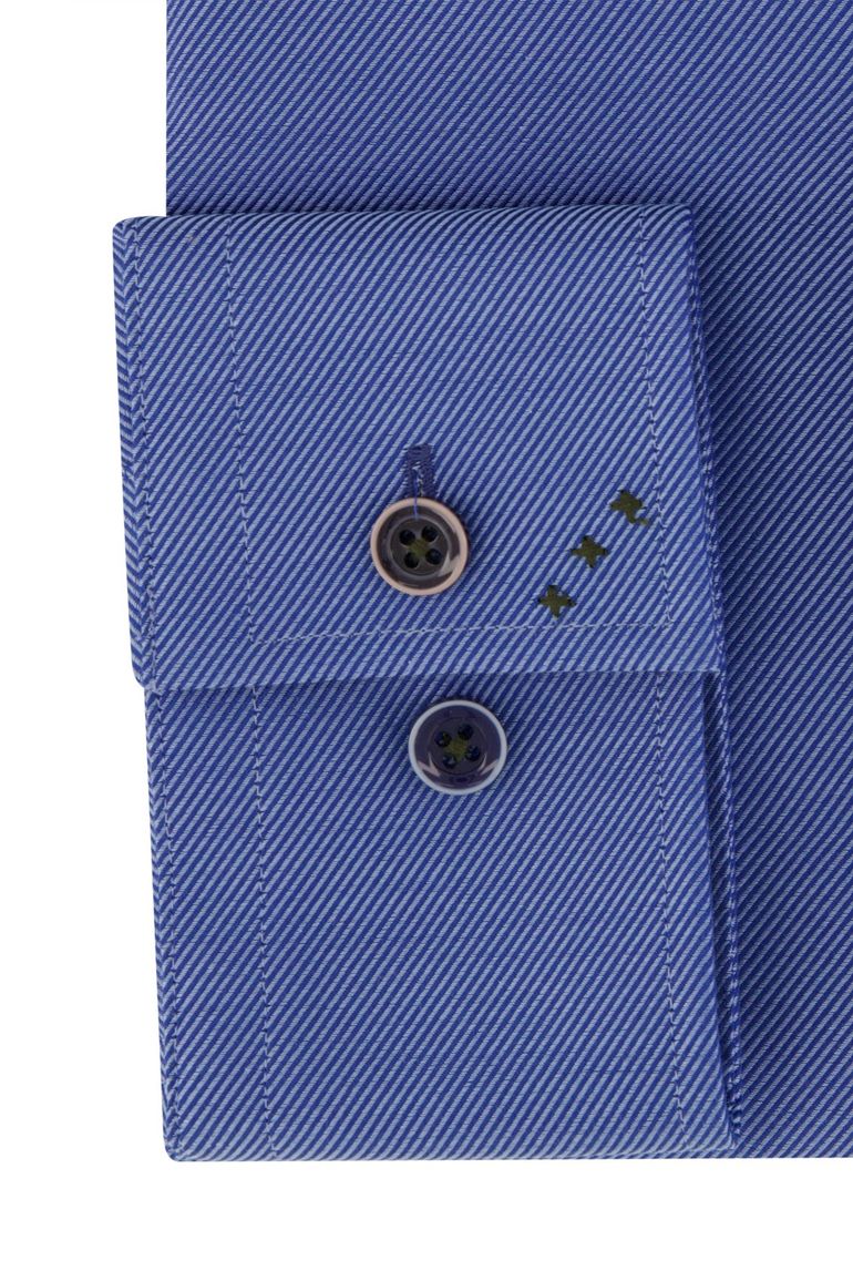 R2 overhemd mouwlengte 7 slim fit blauw effen 100% katoen