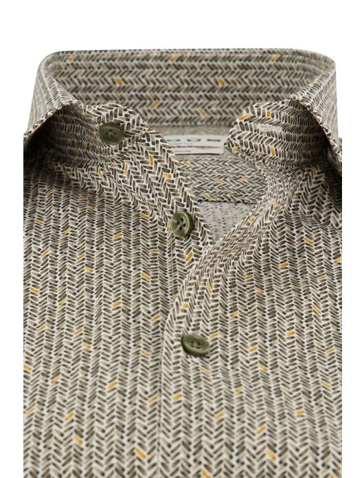 business overhemd Ledub Modern Fit New groen geprint katoen normale fit