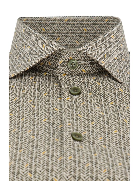 business overhemd Ledub Modern Fit New groen geprint katoen normale fit