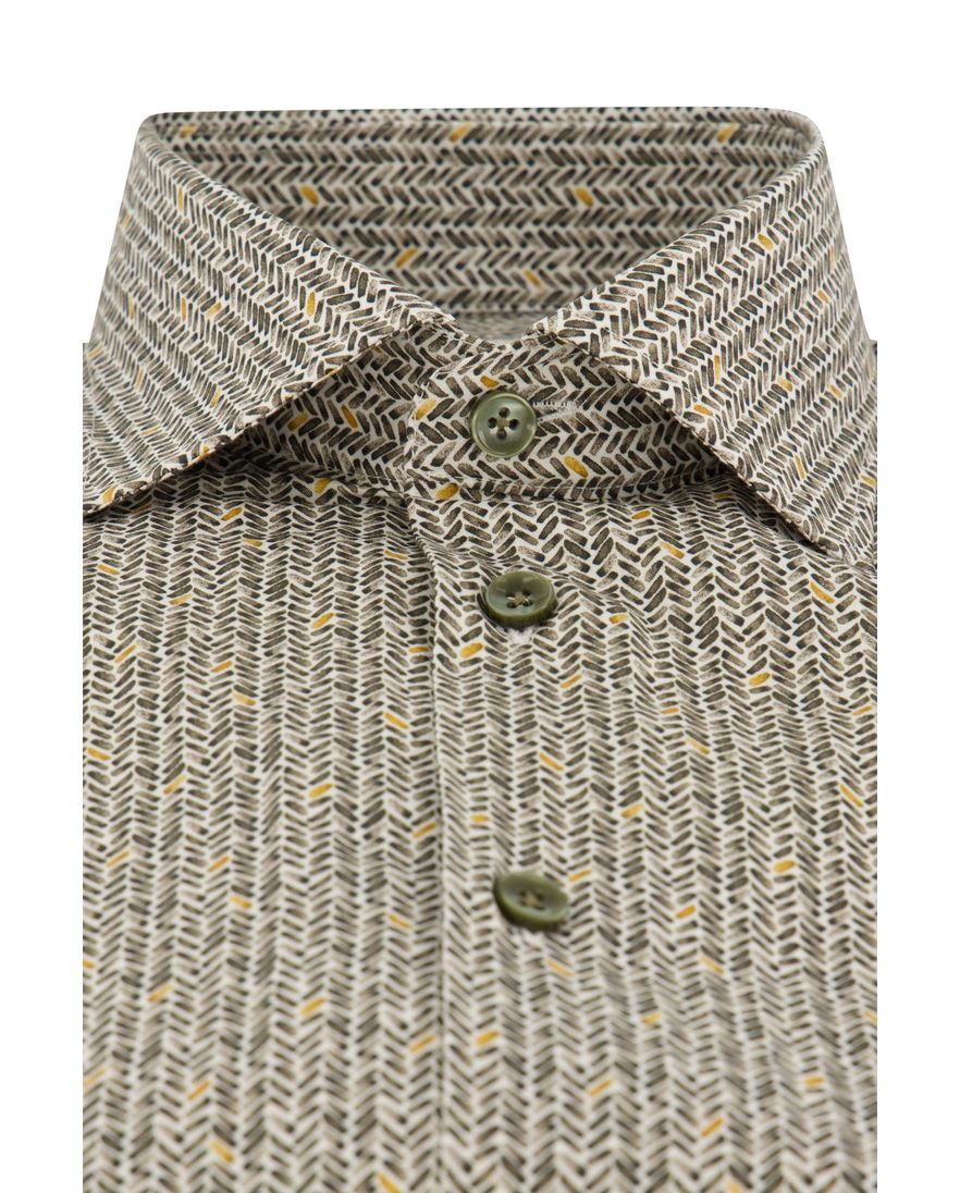 Ledub business overhemd Modern Fit New groen geprint