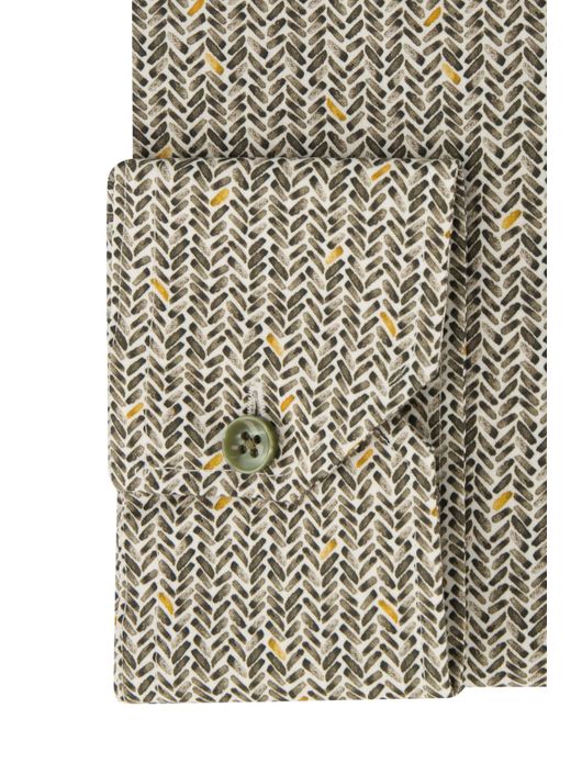 business overhemd Ledub Modern Fit New groen geprint katoen normale fit