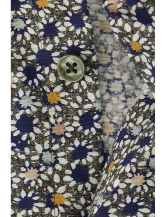 business overhemd Ledub groen geprint katoen normale fit