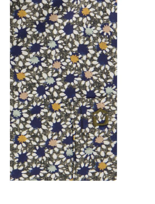 business overhemd Ledub groen geprint katoen normale fit