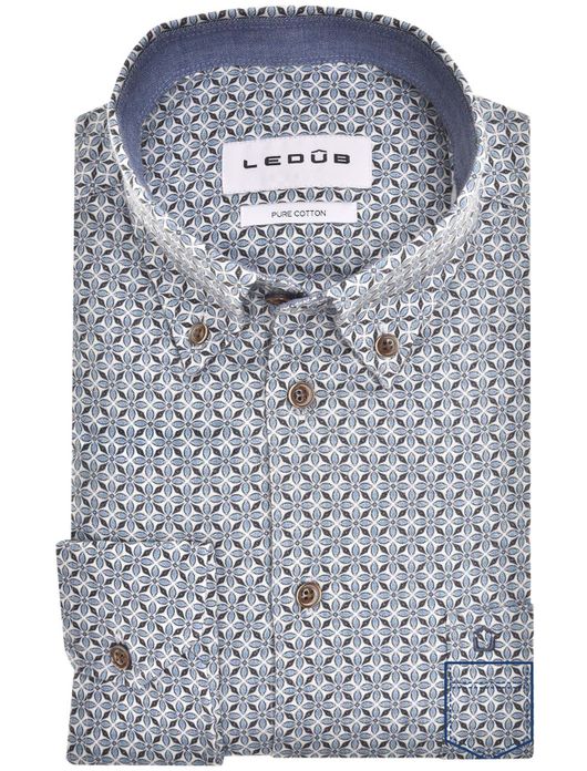 casual overhemd blauw Ledub Modern Fit New