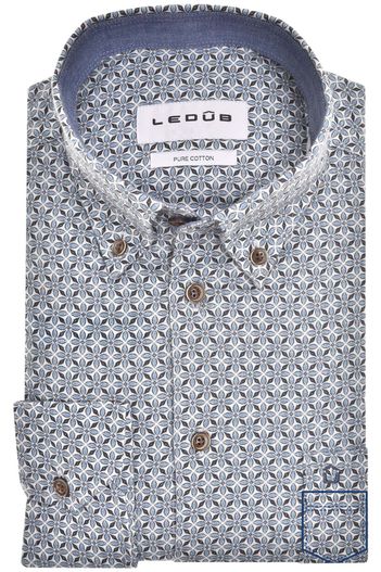 Ledub Ledub Modern Fit New overhemd blauw geprint katoen