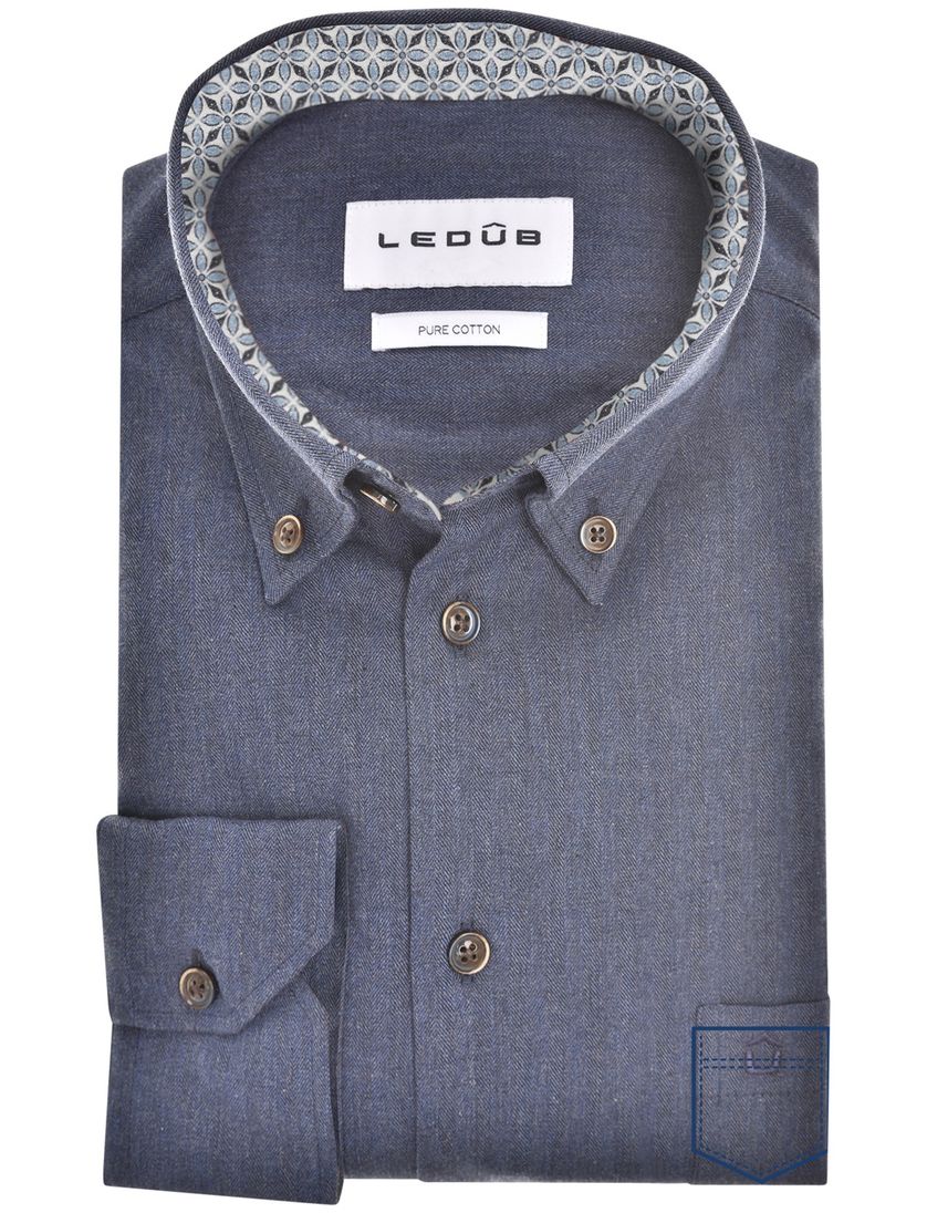 katoenen casual overhemd Ledub Modern Fit New donkerblauw