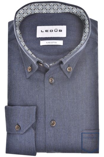 Ledub Ledub Modern Fit New overhemd effen donkerblauw