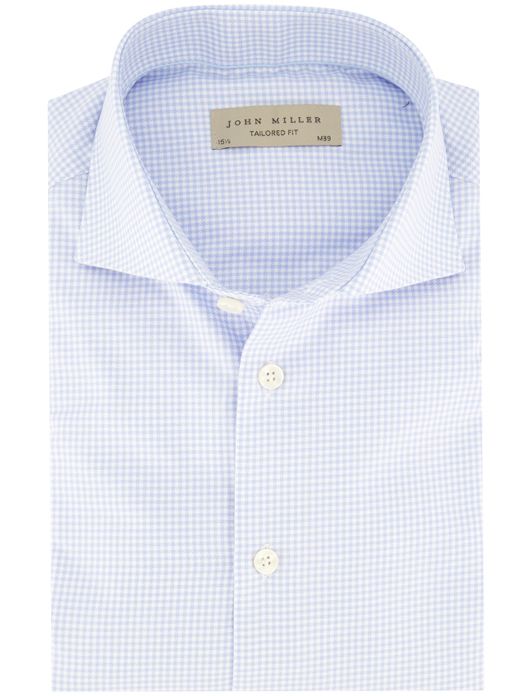 John Miller overhemd lichtblauw geruit