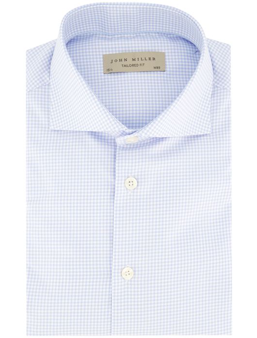 John Miller overhemd lichtblauw geruit