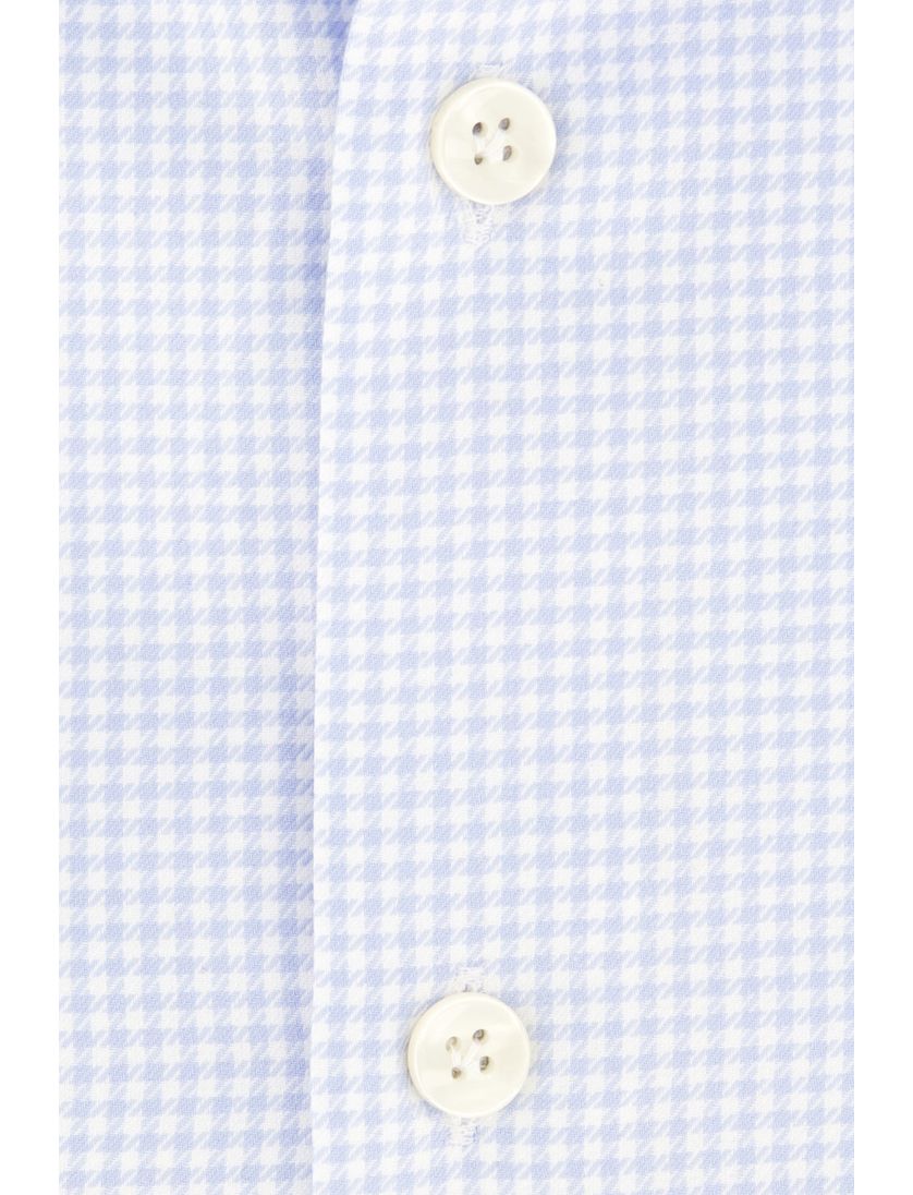 John Miller overhemd Normale Fit lichtblauw geruit strijkvrij