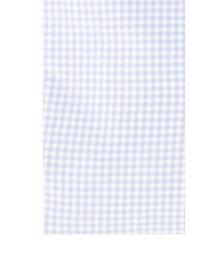 John Miller overhemd Normale Fit lichtblauw geruit strijkvrij